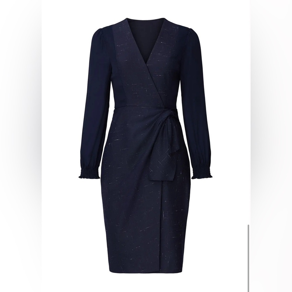 Rebecca Taylor Navy Cross Hatch Dress- Size 12 - Picture 5 of 11